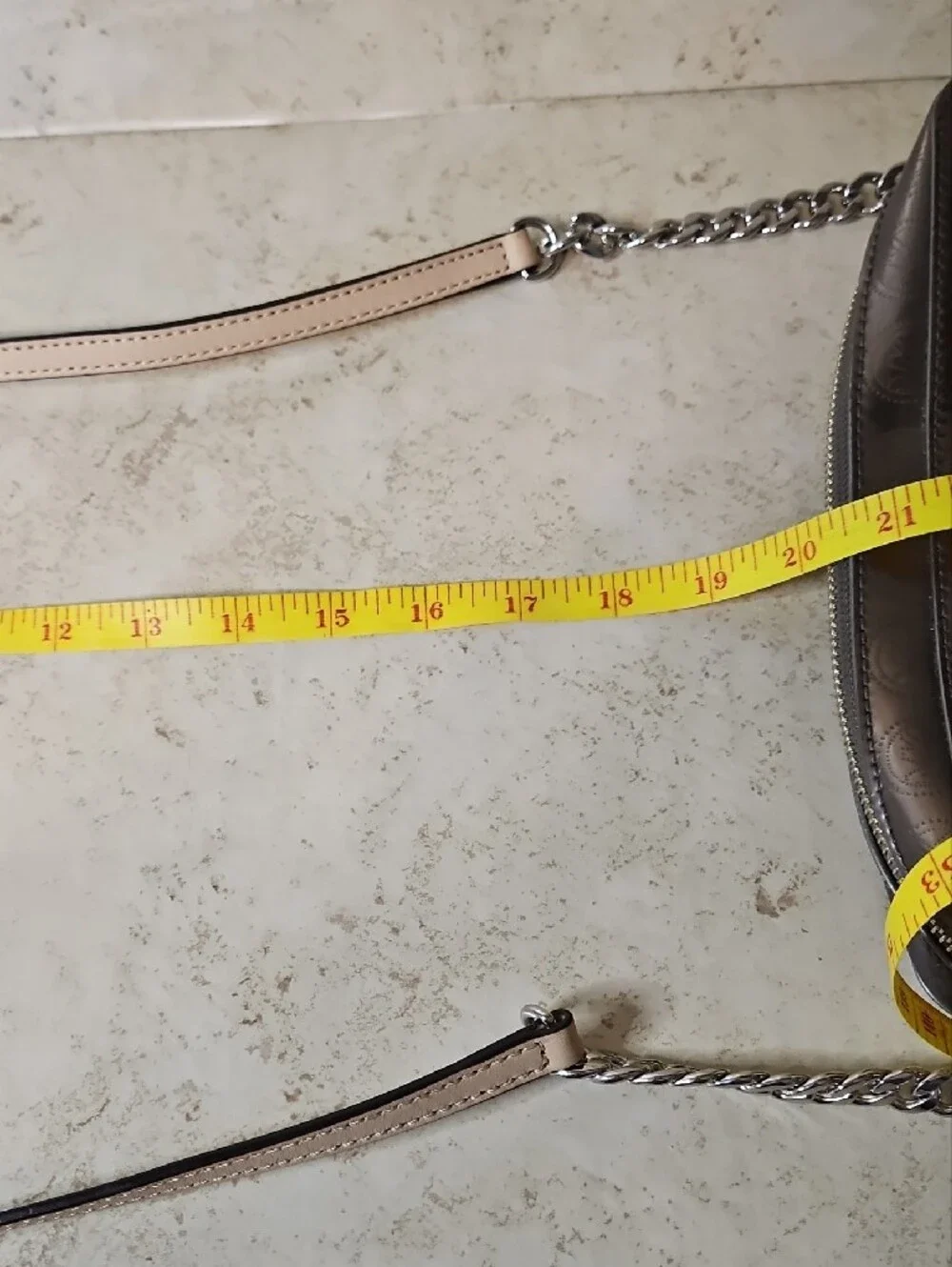 Michael Kors Metallic Silver MK Logo Crossbody Bag